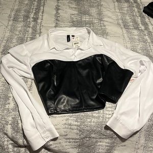 Plus White and Leather like top